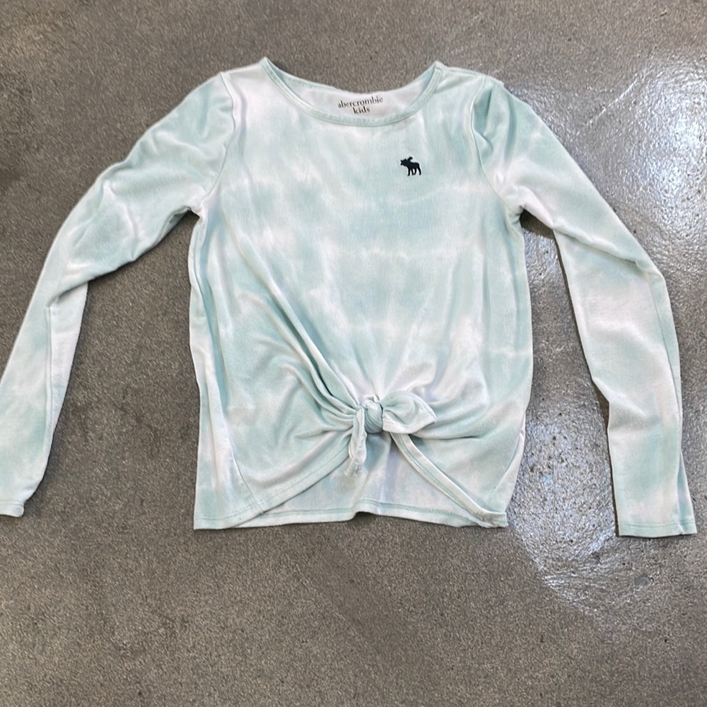 Light teal tie-dyed Abercrombie kids long sleeve shirt